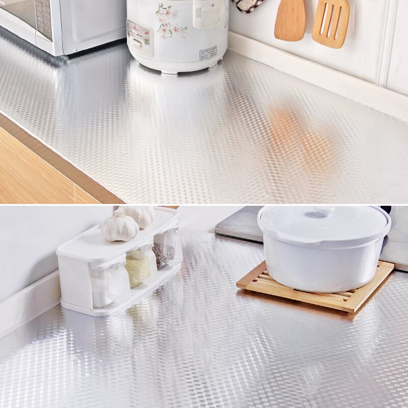Self Adhesive Waterproof Oil-proof Aluminum Foil Wallpaper Kitchen Stove Wall Sticker D1