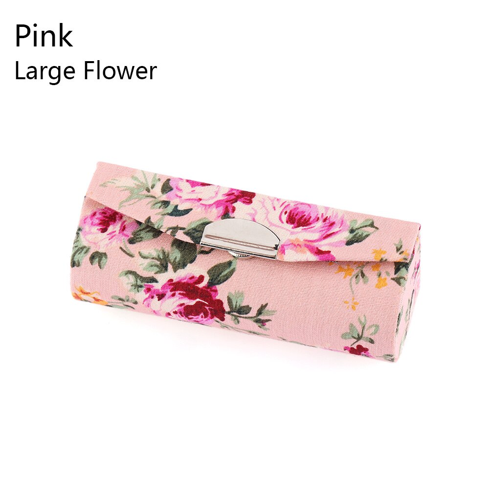 Frauen Lippenstift fallen retro Gestickte Blume Entwürfe Mit Spiegel Verpackung Lippe Glanz Kasten Schmuck Verpackung Lagerung Kasten: groß Blume-Rosa