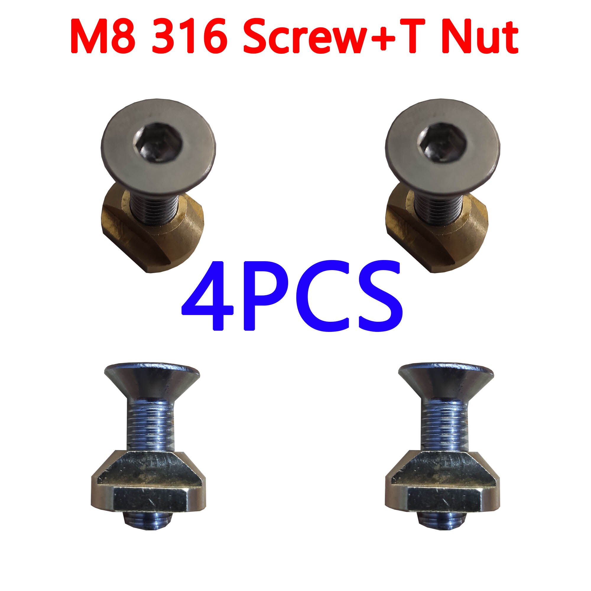 Draagvleugelboot Montage Inbussleutel Schroeven (25Mm En 30Mm) En M8 T-Moeren: 4pcs