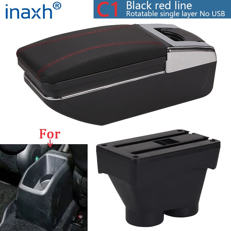 Für Peugeot 208 Armlehne Kasten Lagerung Kasten Auto Halfter Aschenbecher Innen zubehör nachrüsten teile USB: C1 Schwarz rot Nein USB