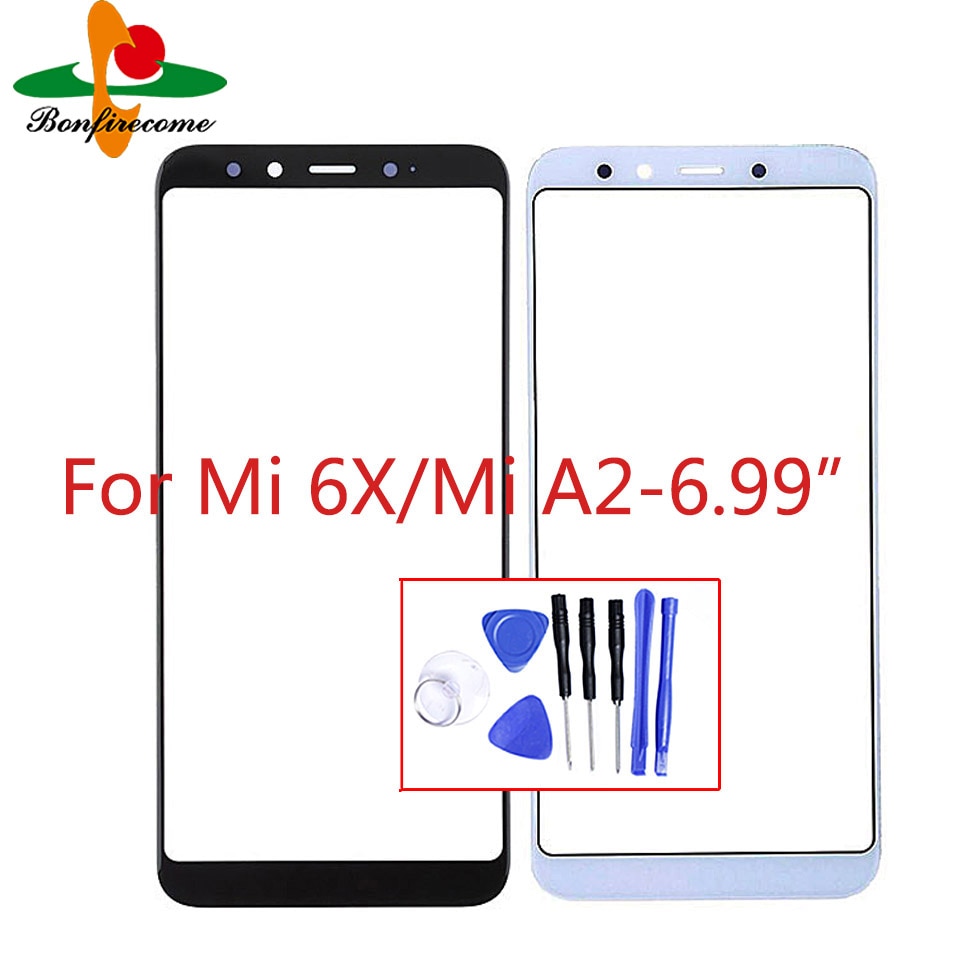 Panel táctil frontal para Xiaomi Mi 6X Mi6X Mi A2 MiA2, pantalla LCD, cubierta de vidrio, reparación de lentes, piezas de repuesto