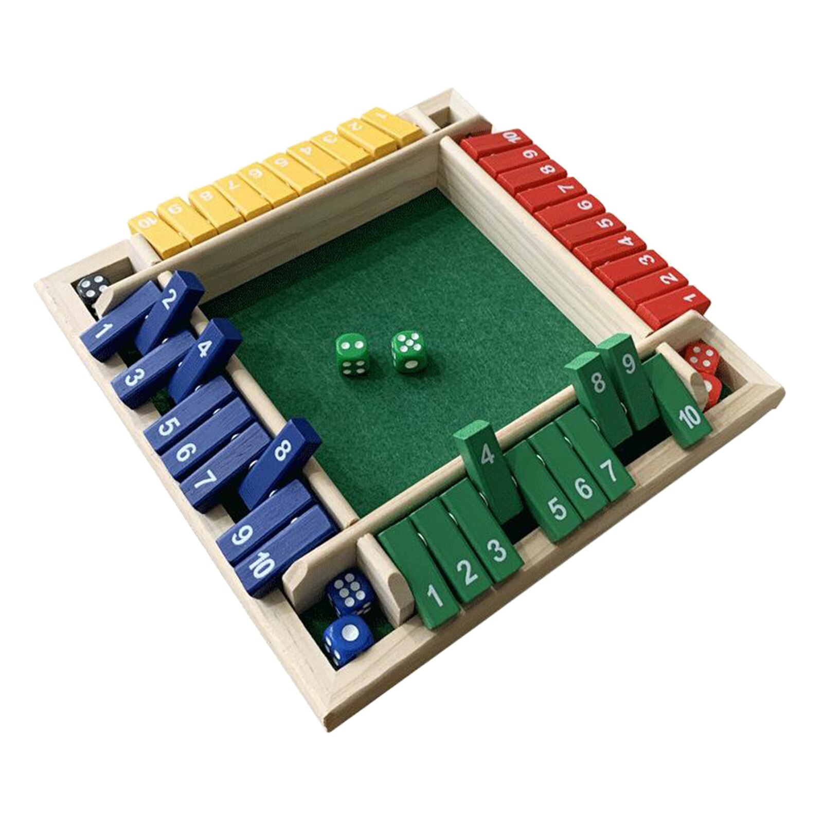 Holz 4-Seitige 1-10 Zahlen Geschlossen sterben Kasten Würfel Bord Erwachsene Party 4-Spieler Spielzeug