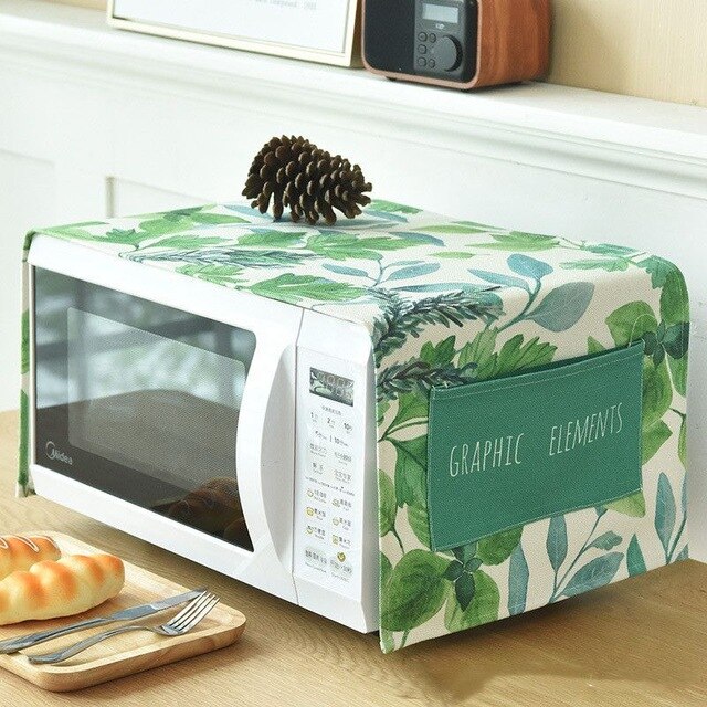 Cubierta de algodón de lino para horno microondas accesorios para cocina cubierta impermeable para horno microondas de cocina: Sunmmer