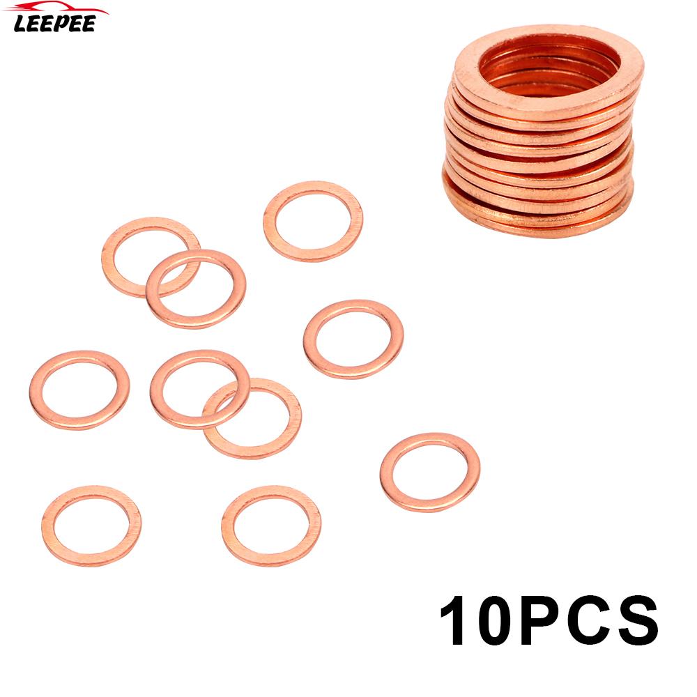 Sump Plug Oil Seal Tools Fasteners Accessories 10*14*1mm for Car Truck Vehicle Solid Copper Crush Washers 10 Pieces/Set