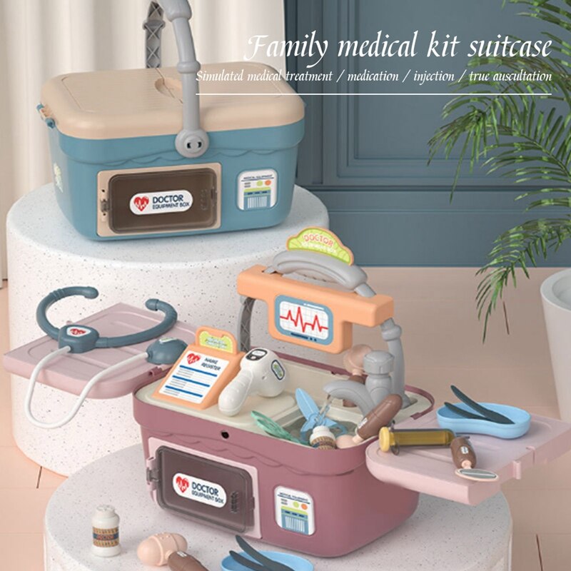 Draagbare Koffer Kinderen Speelgoed Set Simulatie Familie Apparatuur Doos Pretend Play Educatief Speelgoed Voor Kinderen: Pink