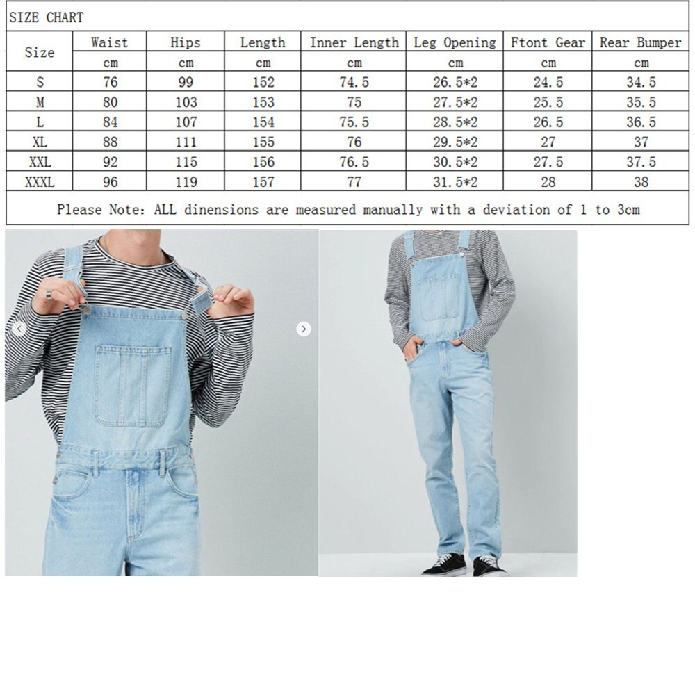 Los hombres Peto vaquero de una pieza pantalones de mezclilla de longitud completa vaqueros chaquetas hombre pantalón vaquero ajustado de estilo Casual overoles pantalones Pantalon