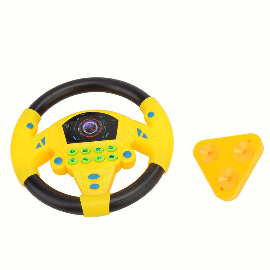 Eletric Simulation Lenkrad Spielzeug mit Licht Klang Baby Kinder Musical Pädagogisches Kopilot Kinderwagen Lenkrad Stimm Spielzeug: Gelb