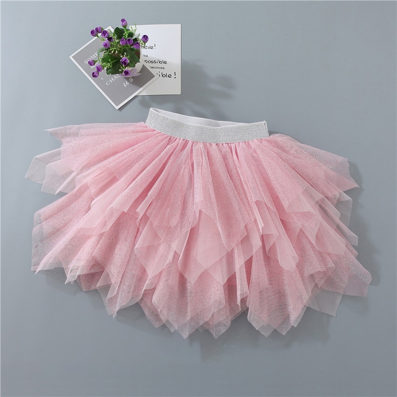 Jenter glitter uregelmessige tutu skjørt barn enhjørning mykt mesh skjørt for 3-8 år barnefest ytelse