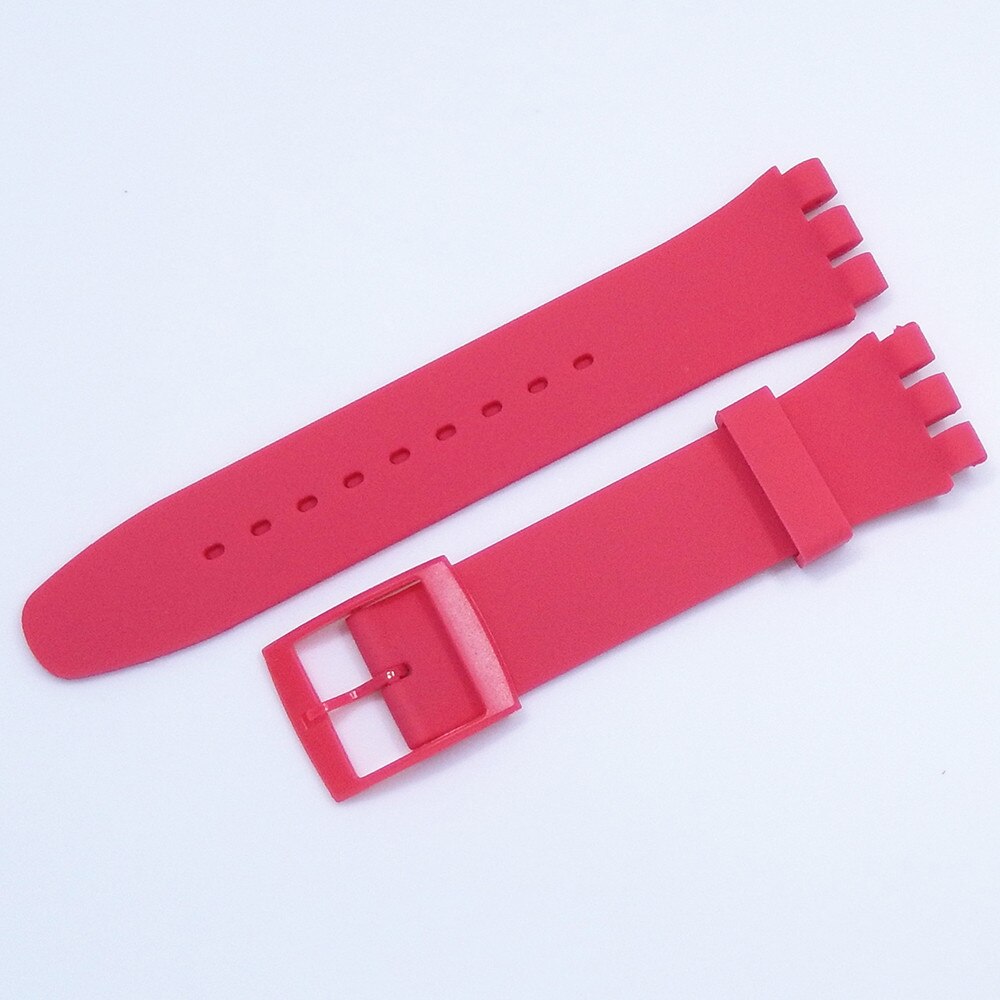 Correa de reloj para Swatch, accesorios de pulsera de silicona de goma, 17mm, 19mm, 20mm: XL / Rosa