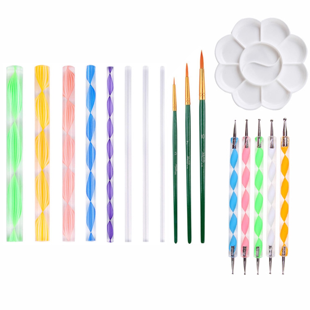 17pcs/set Clay Sculpting Coloring DIY Dotting Painting Tools Nail Rock Combined Multifunctional Pottery Mandala Stencil Carving