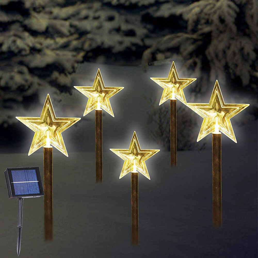 Christmas Decorative Christmas Solar Stake Lights Garden Solar Lawn Lights Outdoor Waterproof Solar Pathway Lights for Yard: Five-pointed star