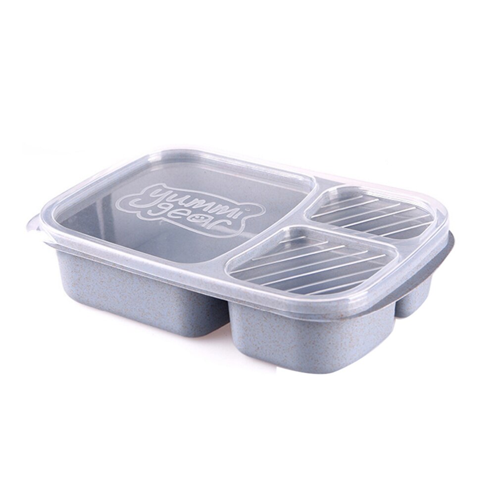 Portable Wheat Straw Microwave Safe Food Container Storage Box with 3 Compartments ): As Shown