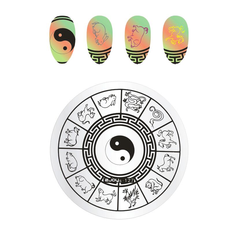 Placas de estampación de uñas de estilo chino Flame Lucky Clould imagen plantilla para decoración de uñas sello Acero inoxidable Nail Art Print Tools: 127