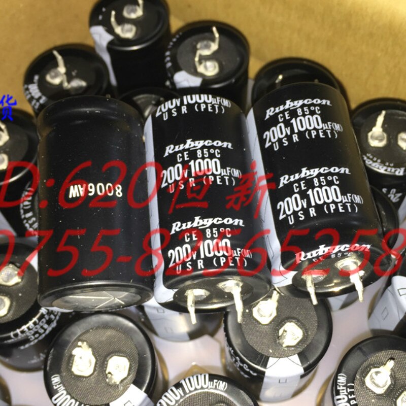 10pcs RUBYCON USR 200V1000UF 25X45mm electrolytic capacitor 1000uF/200v standard CE 85 degrees 3000hours 1000uf 200v usr