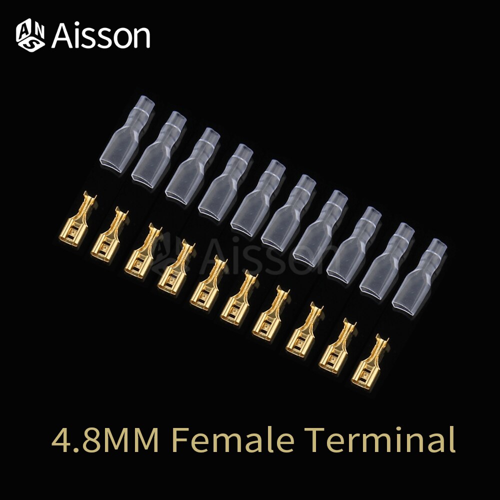 10 Stks/partij 2.8Mm 4.8Mm 6.3Mm De Isolerende Insert Voorjaar Man Vrouw Terminal Van De Plug Met Transparante cover: 4.8mm Female