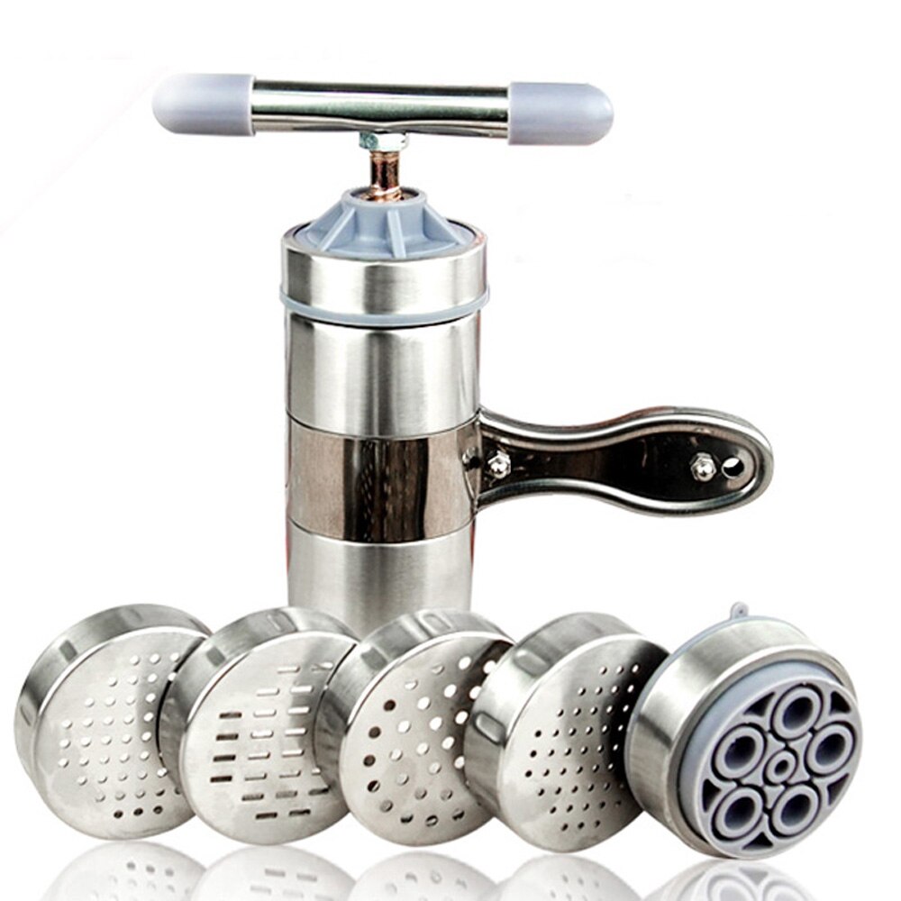 Rustfritt stål manuell nudler maker pasta som pilsner maskin presse spaetzle maker frukt juicer 5 forskjellige tidligere: 5p