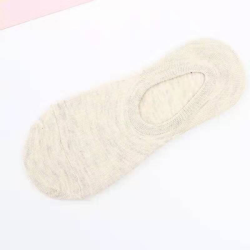 HUAYA Summer Women No Show Socks Invisible Cotton Double Cylinder Casual Non-slip Short Boats Socks Ankle Femmes Ladies Low Cut: creamy-white