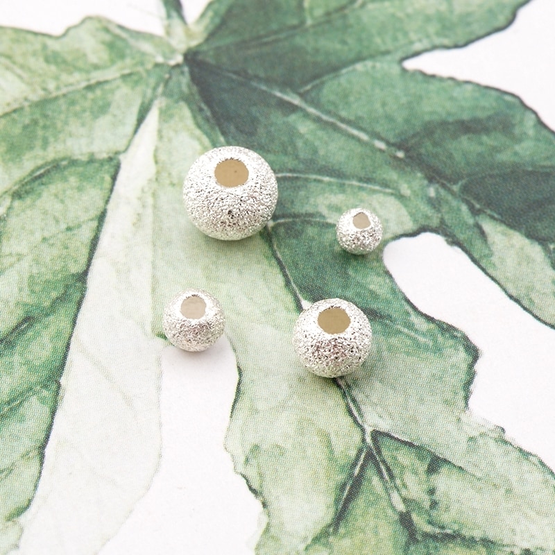 5PCS 3-6mm 925 sterling silver Beads Exquisite brushed round beads Loose Spacer silver Beads Bracelet Necklace Jewelry Making