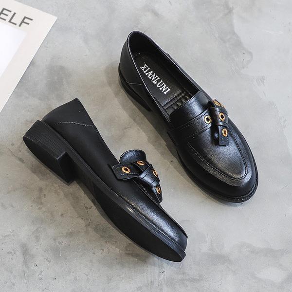 British Style Shoes Woman Female Footwear Shallow Mouth Soft Autumn White Sneakers Loafers With Fur Round Toe Slip-on Oxfor: 2 / 35