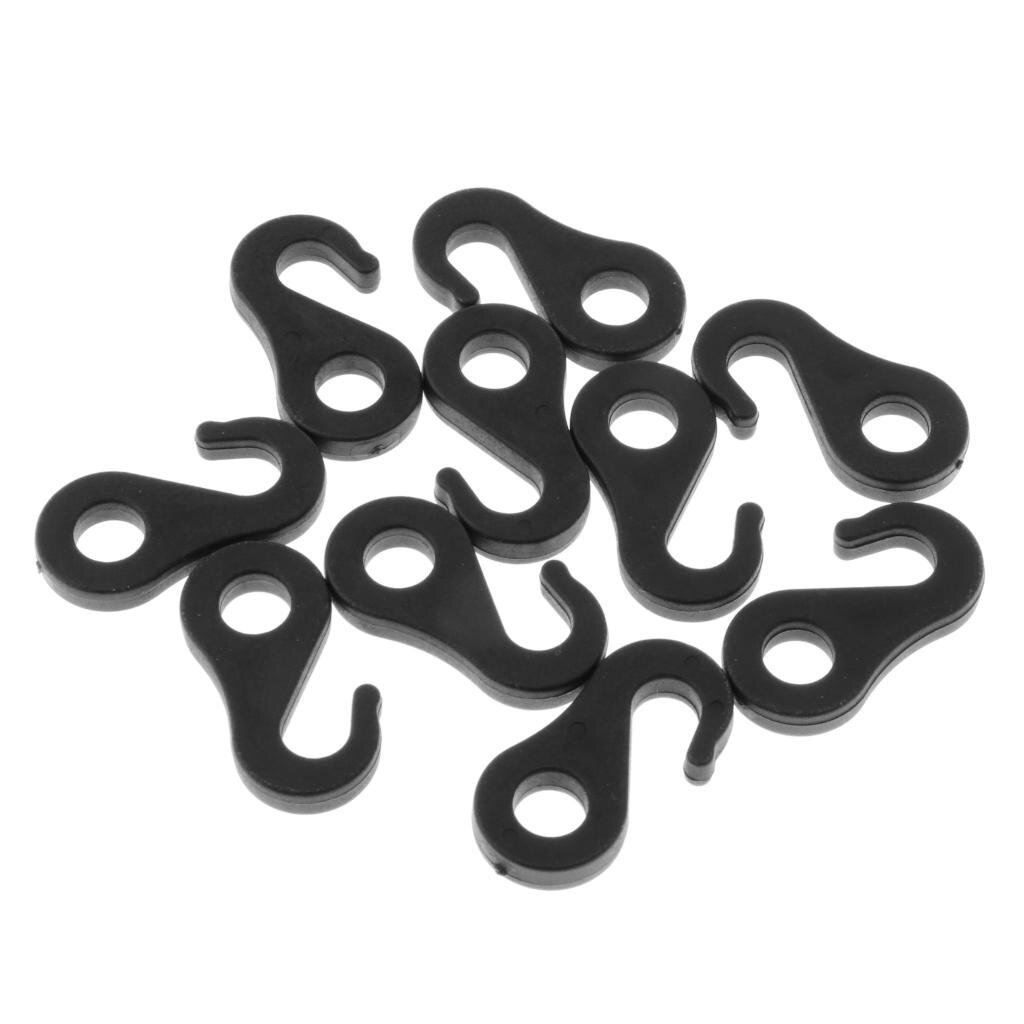 Paquete de 10 cortinas de toldo de reparación de gancho de tienda interior de plástico negro/blanco para coser tienda de campaña al aire libre accesorios de refugio: 3.6cm