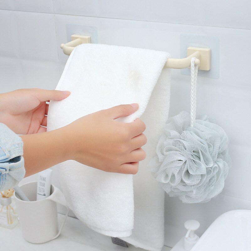 Paste-free perforated Towel Bar Plastic Bathroom Storage single bar towel rack towel rack kitchen Storage Hook self-adhesive