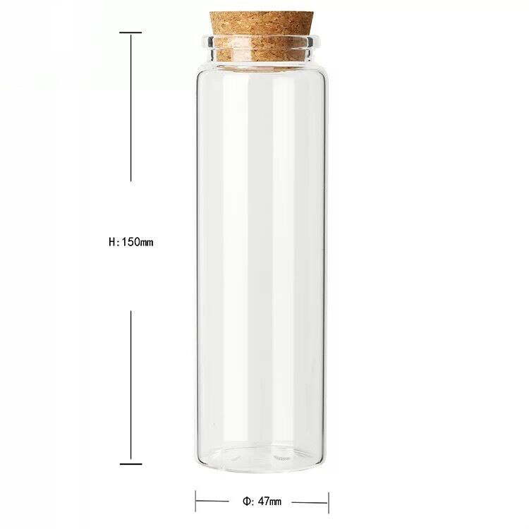 Botellas grandes de vidrio con tapón de corcho, frascos de especias vacíos para alimentos, frascos de , artesanías, 50/60/90/100/120/150/200/240ml, 10 Uds.: 47x150mm 200ml