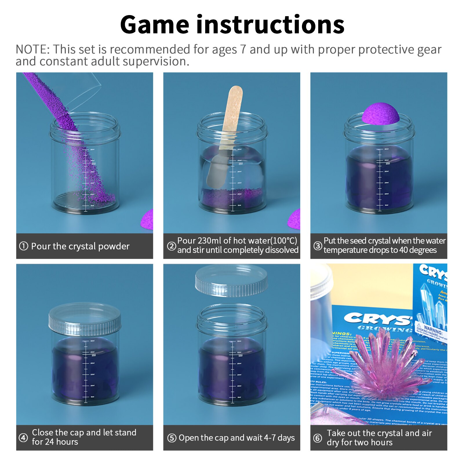 Crystal Growing Kit STEAM Chemical Science Experiment Educational Craft DIY Projects Kits Lab Experiment