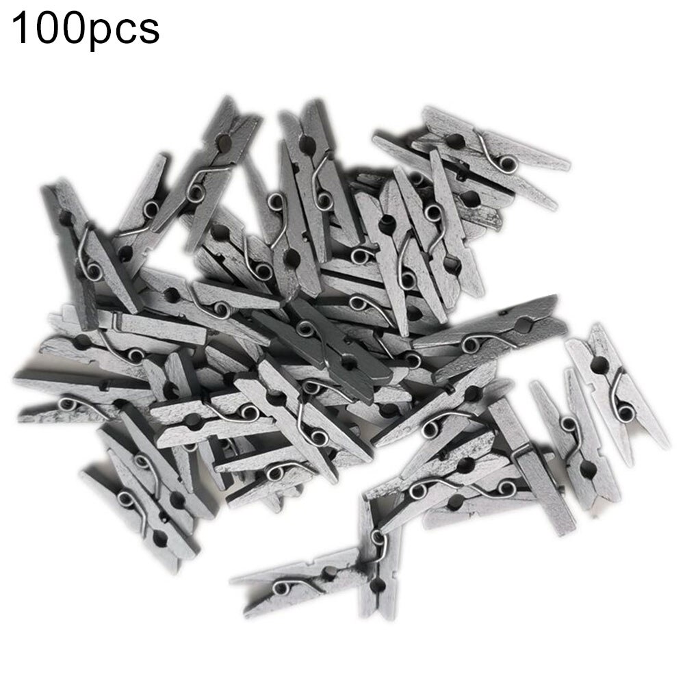 Pinzas de foto de madera Natural para decoración de fiestas, pinzas de madera de Color para manualidades, bricolaje, 100 Uds.