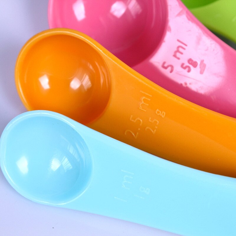 5 pcs/set Measuring Spoons Colorful Plastic (1 / 2.5 / 5 / 7.5/ 15ml) Sugar Cake Baking Spoon Baking Utensil Tools Set Kit
