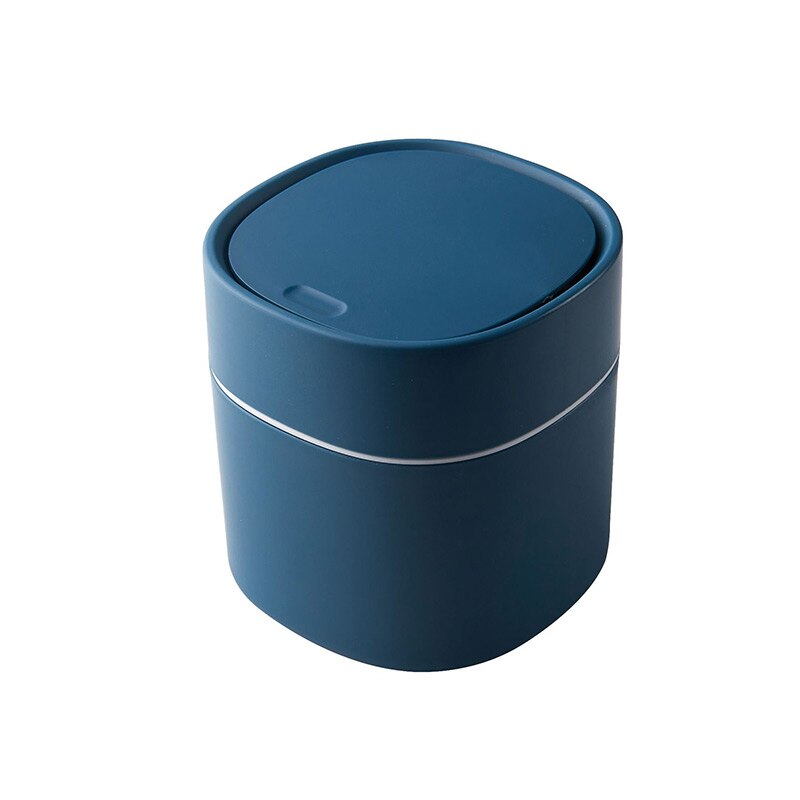 Papelera de escritorio de 2L, cesta de basura para mesa de casa, Cubo de basura de plástico, suministros de oficina, cubos de basura, caja de barril para el hogar: Bombcover blue