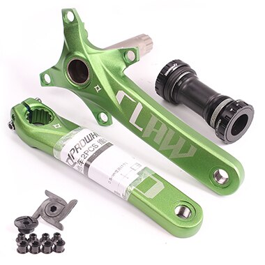 Fiets crankstel 104 bcd fiets crankstel mtb onderdelen mountainbike componenten fiets crankstel fietsonderdelen: Groene crank met bb
