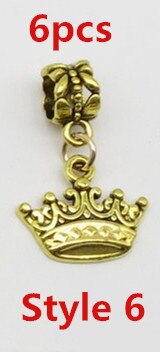 6 Stks/pak Gouden Viking Charms Haar Vlecht Dread Dreadlock Baard Kralen Manchetten Ringen Sieraden Voor Vrouwen Haaraccessoires: 6pcs Style 6