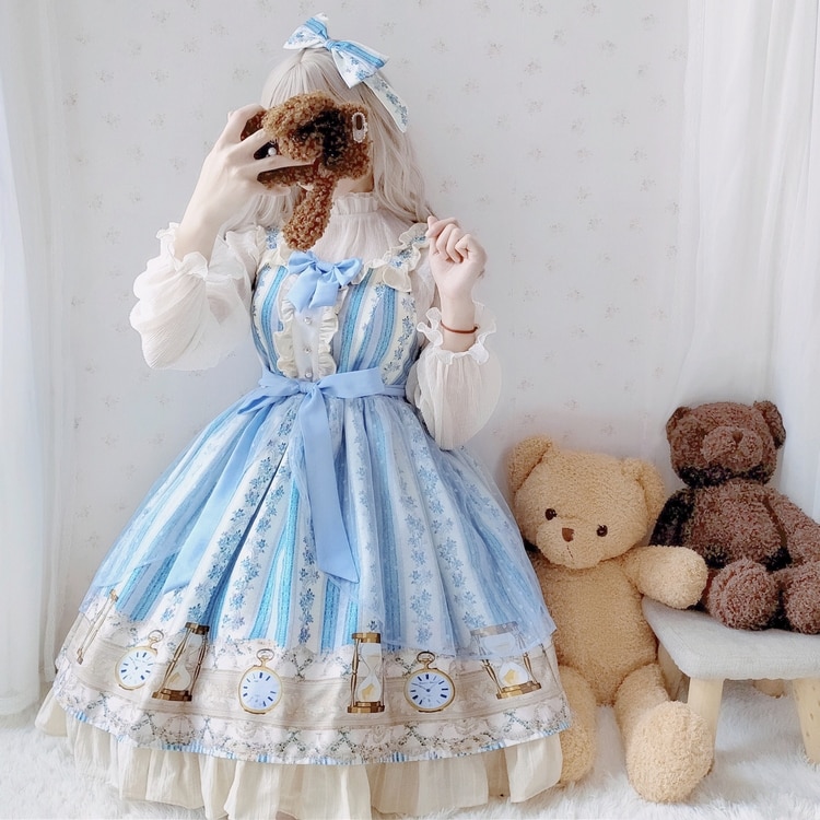 Prinsesse teselskap søt lolita kjole årgang falbala blondere sløyfe utskrift viktoriansk kjole kawaii jente gotisk lolita jsk loli
