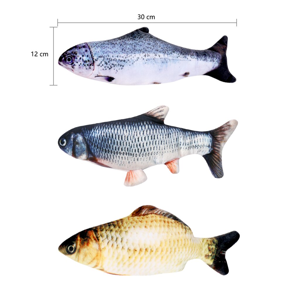 Interactive Electronic Pet Cat Toy 3D Simulation Fish Shape Catnip Toys Cat Playing Supplies