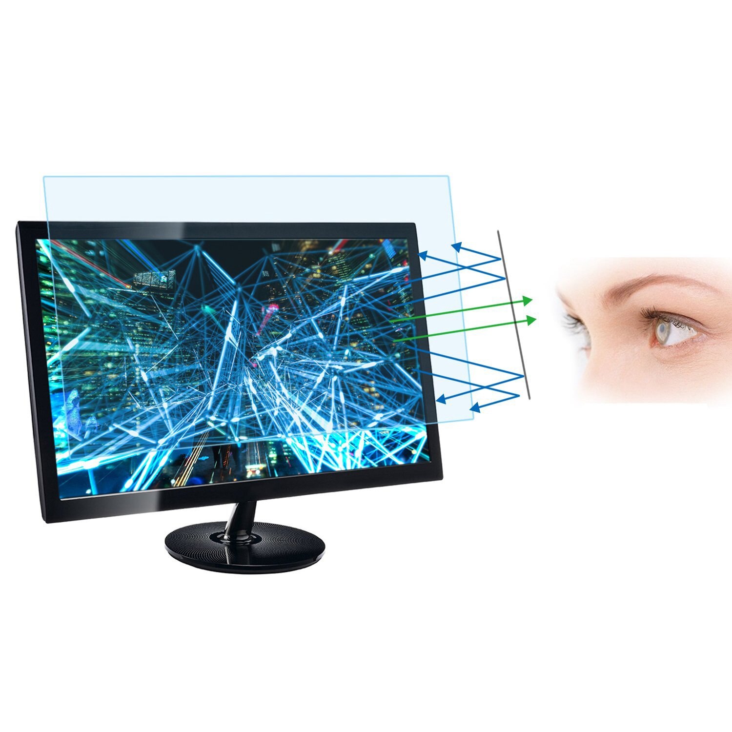 Ppyy -anti blått ljus skärmfilter för 21.5 tum (505 x 320mm) widescreen skrivbordsskärm, blockerar överdrivet skadligt blått ljus