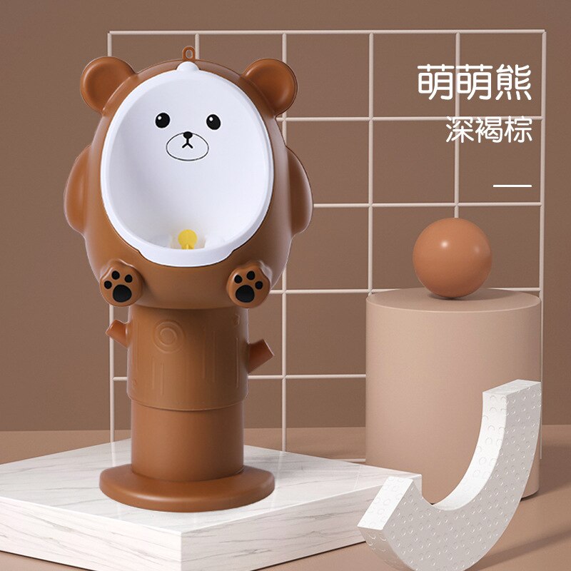 Orinal con gancho de pared de oso de dibujos animados, orinal de bebé de altura ajustable para niño, orinal de entrenamiento para niños, orinal Vertical, orinal, inodoro: Marrón