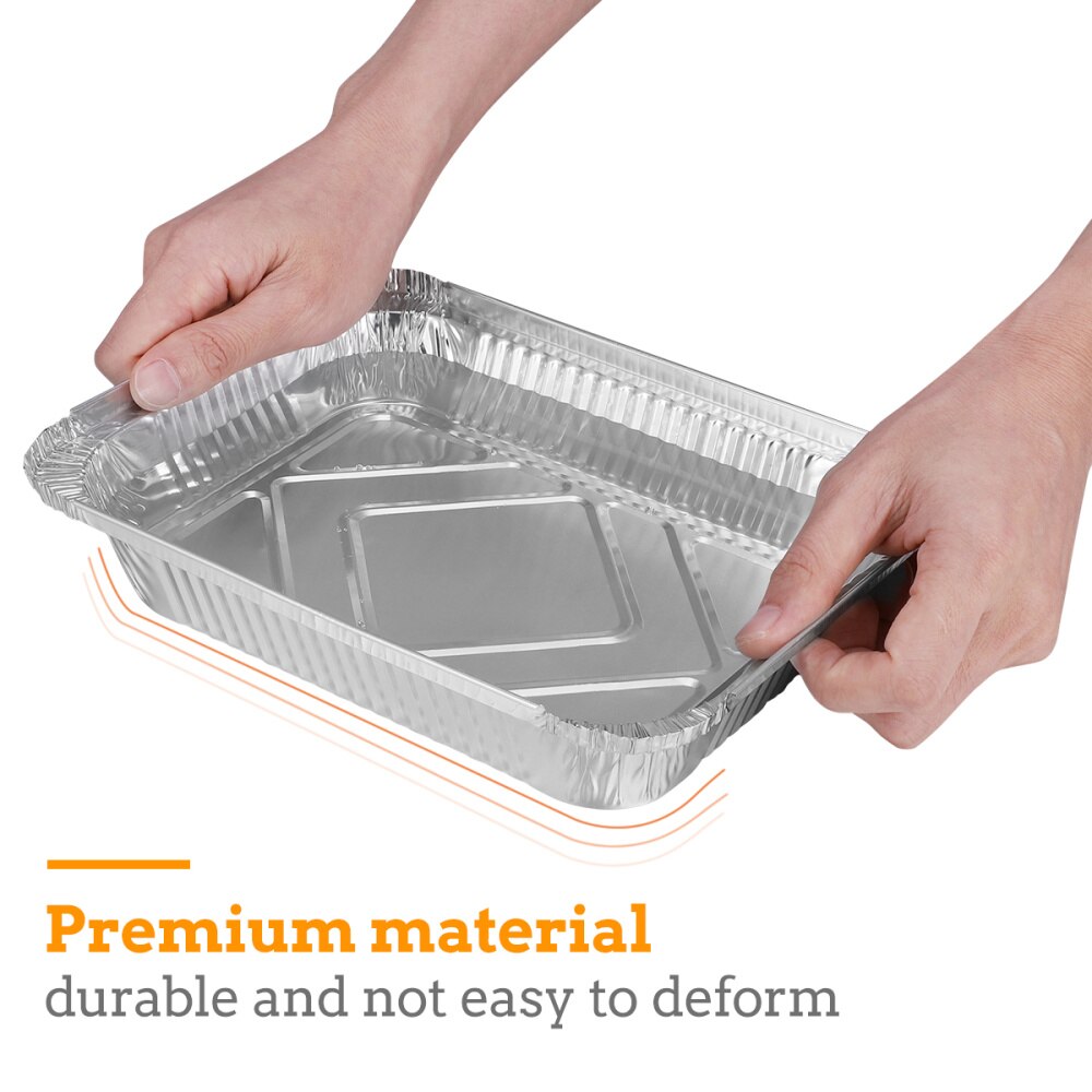 BESTONZON 20pcs Disposable BBQ Drip Pan Tray Aluminum Foil Tin Liners for Grease Catch Pans Replacement Liner Trays with Lid