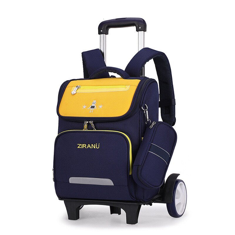 Verwisselbare Kinderen Trolley Schooltas 2/6 wielen ZIRANYU Kids Wheeled tas Nylon Waterdichte Reistas Mochilas