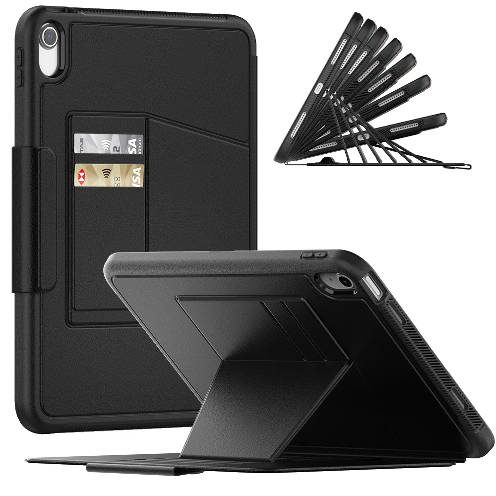 Funda para iPad 11th(A16)10th Generation 7/8/9th 10,2 mini6 7 Air 4 5 Pro 11 13 Funda de cuero para tableta a prueba de golpes Funda para niños: Catorce / Negro