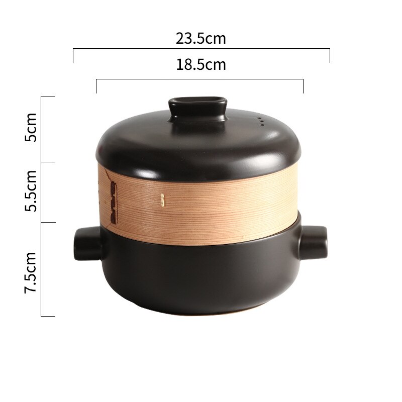 Japanese Style Steamer Casserole With Steamer Drawer Soup Pot Stew Pot Bamboo Multilayer Hotel Household Ceramic Casserole ZB182: Light Yellow
