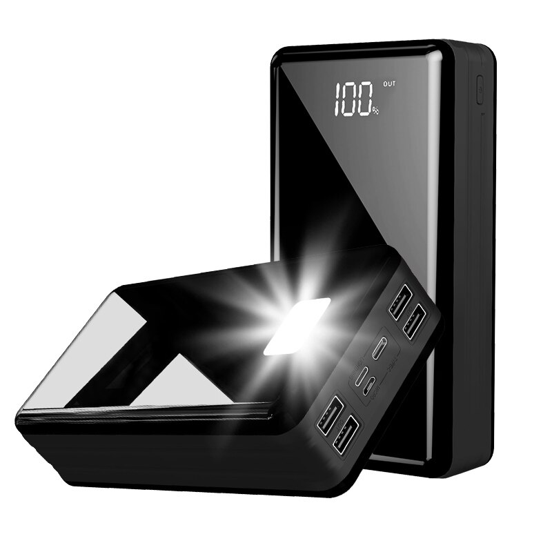 Mobiele Power Bank 80000Mah Draagbare Met 4 Usb Led Digitale Display Externe Batterij Oplader Powerbank Voor Xiaomi Samsung Iphone: black