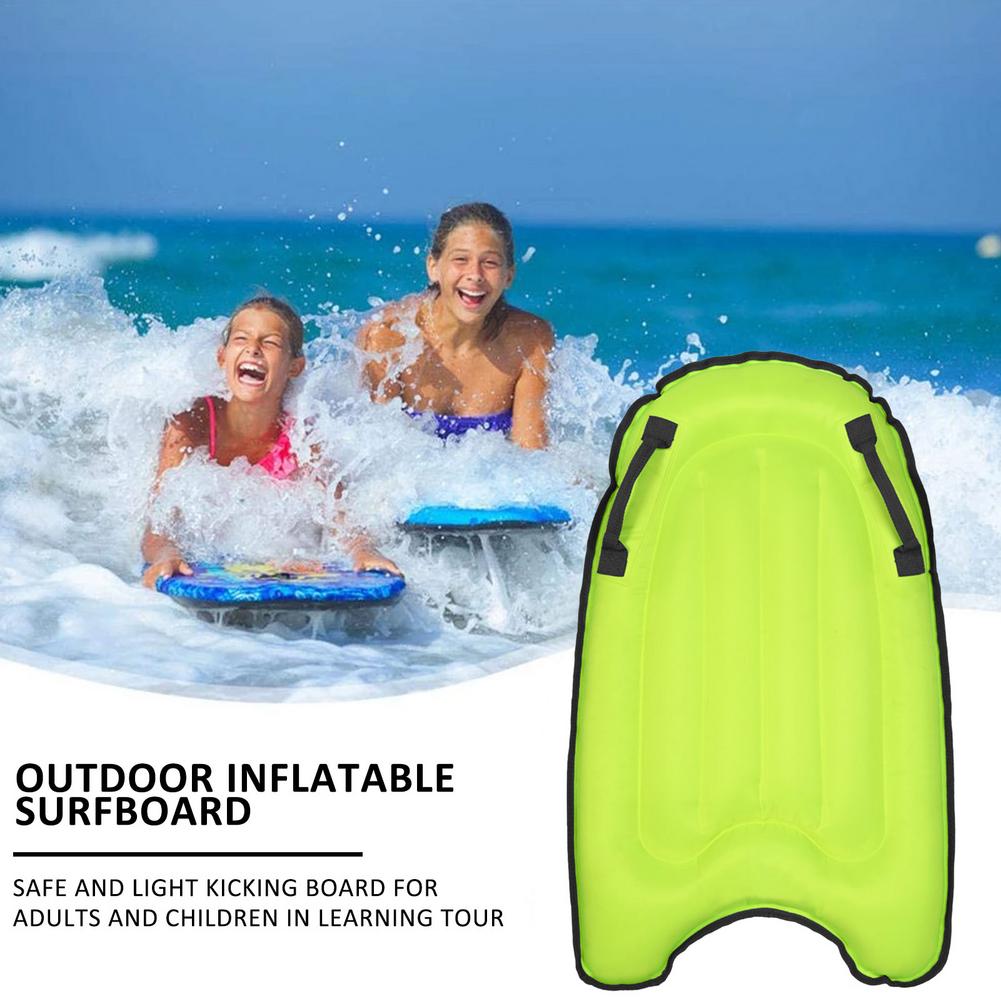 PortableInflatable Surfboard Solid Color Buoy Kickboard With Handle Foldable Surfboards Swimming Pool Beach Floating Mat