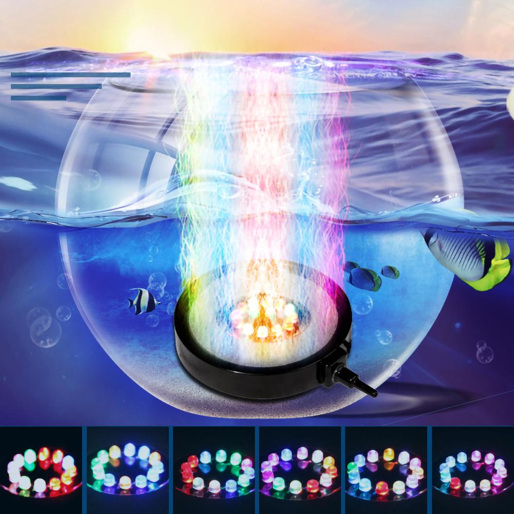 Onderwater Rgb Aquarium Air Curtain Bubble Licht 6 Kleur Veranderende Led Dompelpompen Aquarium Versieren Licht Eu/Ons/uk Plug