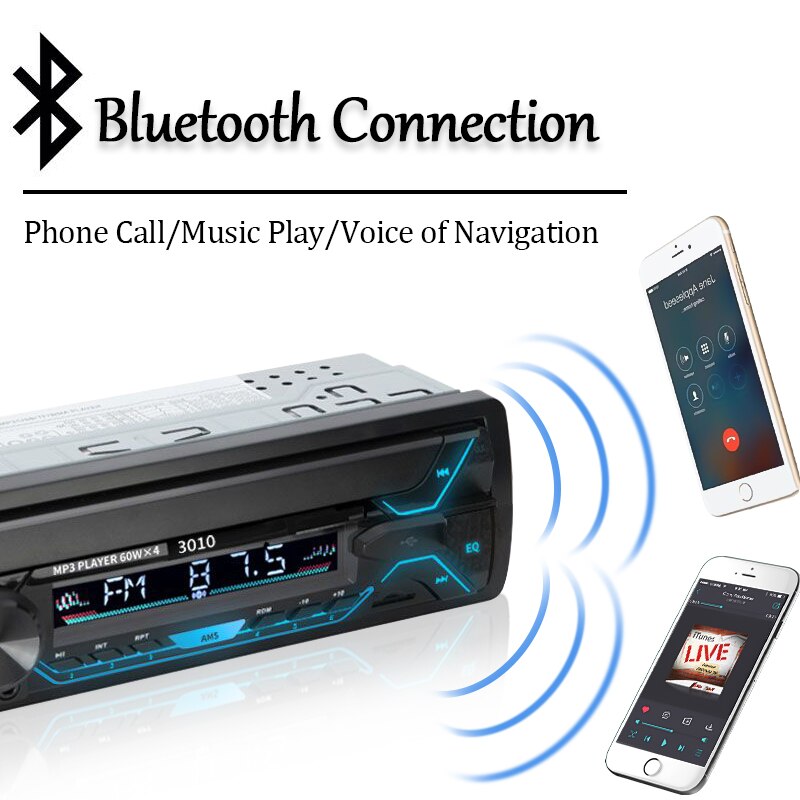 SINOVCLE-reproductor de MP3 estéreo para coche, dispositivo de Audio de 1din con Bluetooth, receptor FM 60Wx4 con Control remoto AUX/USB/tarjeta TF en Kit de tablero