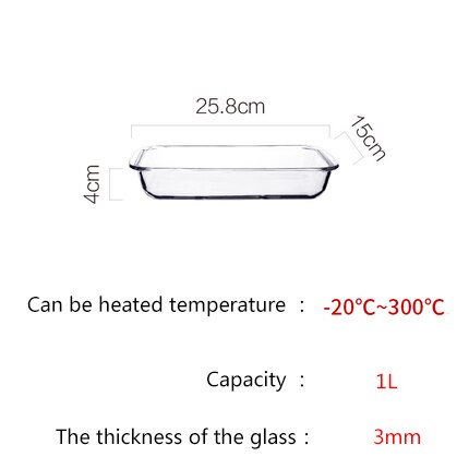 Mdzf sweethome 1l 1.5l 2l glazen ovenschaal rechthoek ovaal bakvorm oven braden lasagne pan voedselopslag: 1l rechthoeken