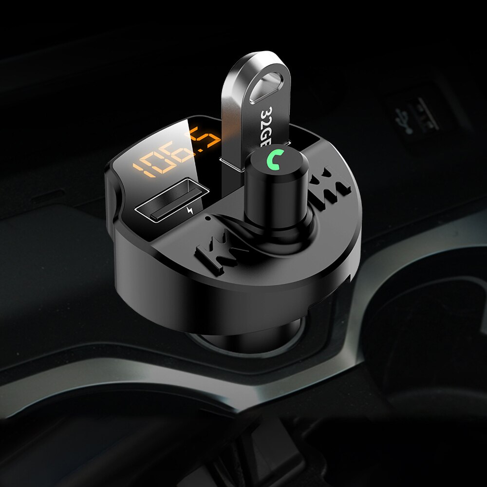 Modulador transmisor Fm Bluetooth 5,0 para coche, adaptador de cargador, pantalla de voltaje, reproductor de Audio MP3, tarjeta TF, Cargador USB de disco U