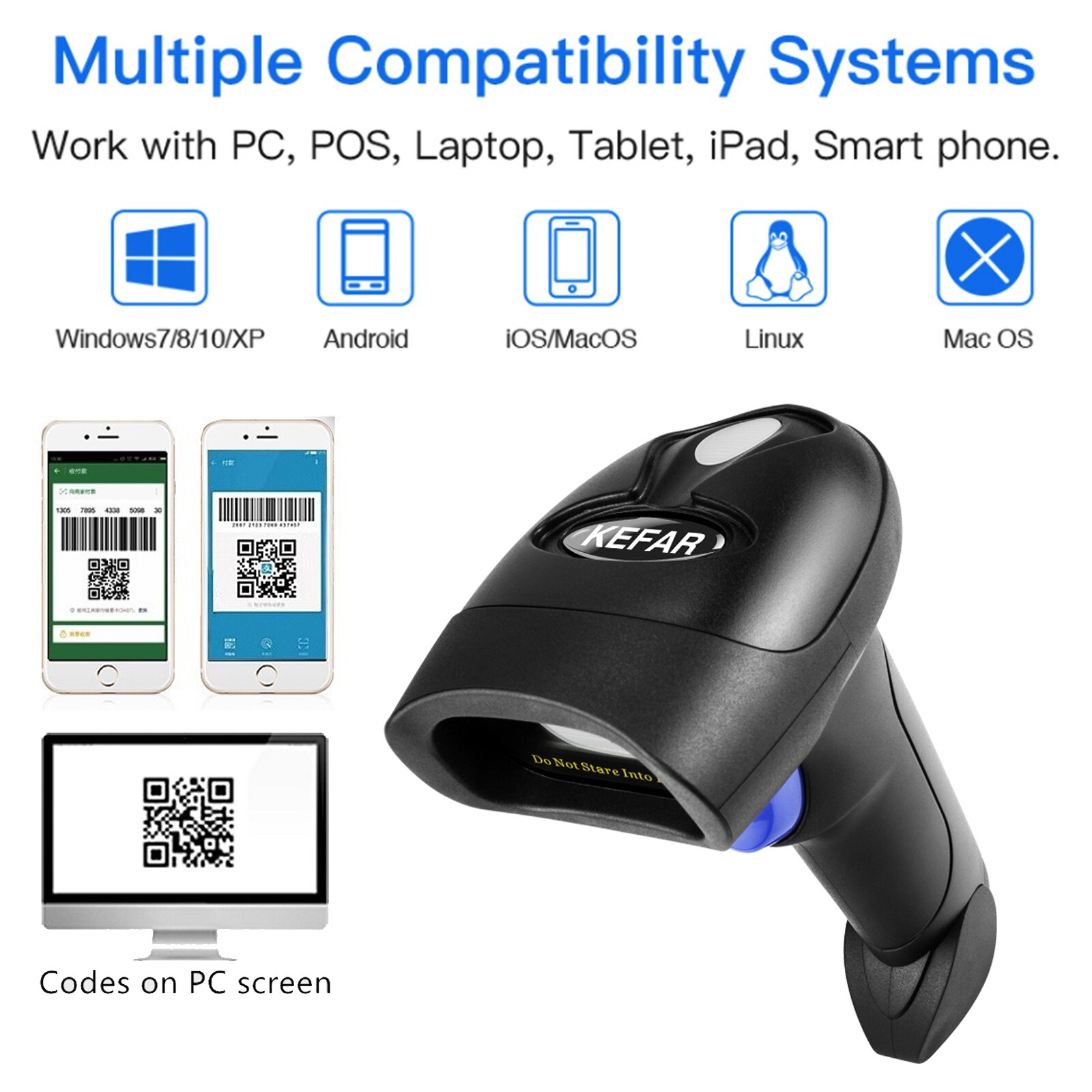 L8BL Bluetooth 1D 2D Barcode Scanner En L8 Qr PDF417 2.4G Draadloze Bedrade Handheld Barcode Reader Usb Ondersteuning Mobiele telefoon Ipad