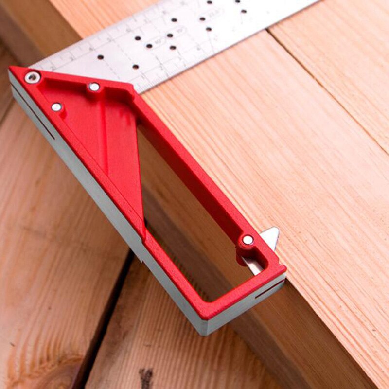 Precision Marking Square Ruler Stainless Steel Woodworking Tool Line Maker with Holes & Suspended for Art Draw Hogard