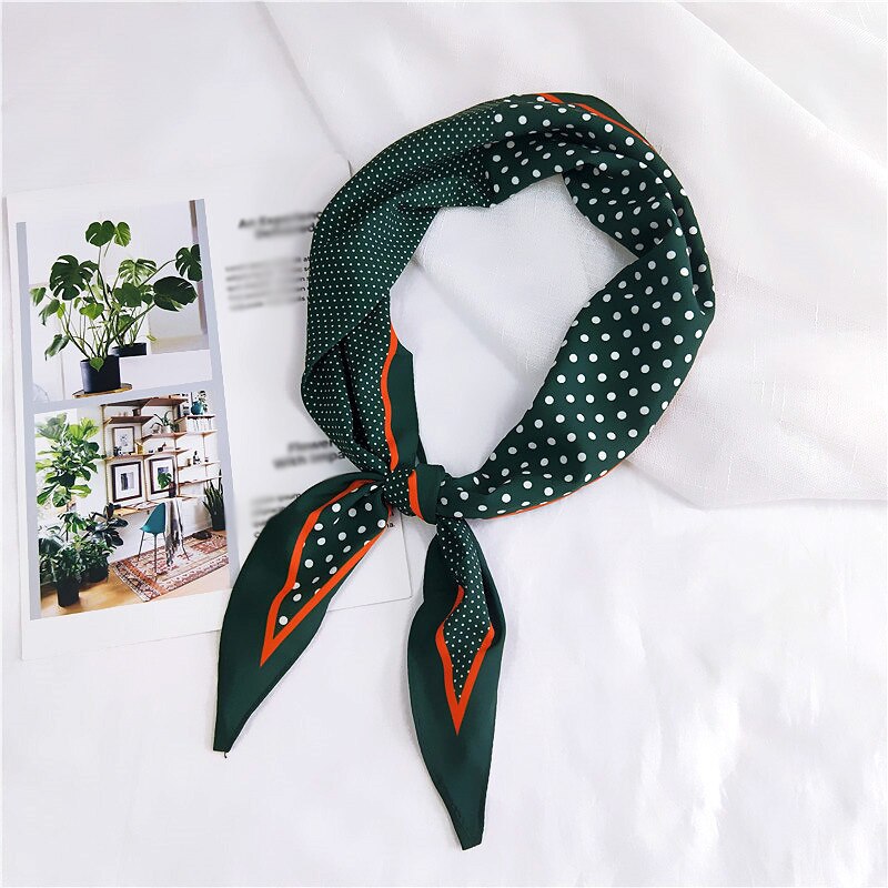 Polka Dot Spell Color Small Silk Scarf Women Rhombus Head Scarves Narrow Long DIY Handle Bag Ribbons Skinny Hair Neck Scarves
