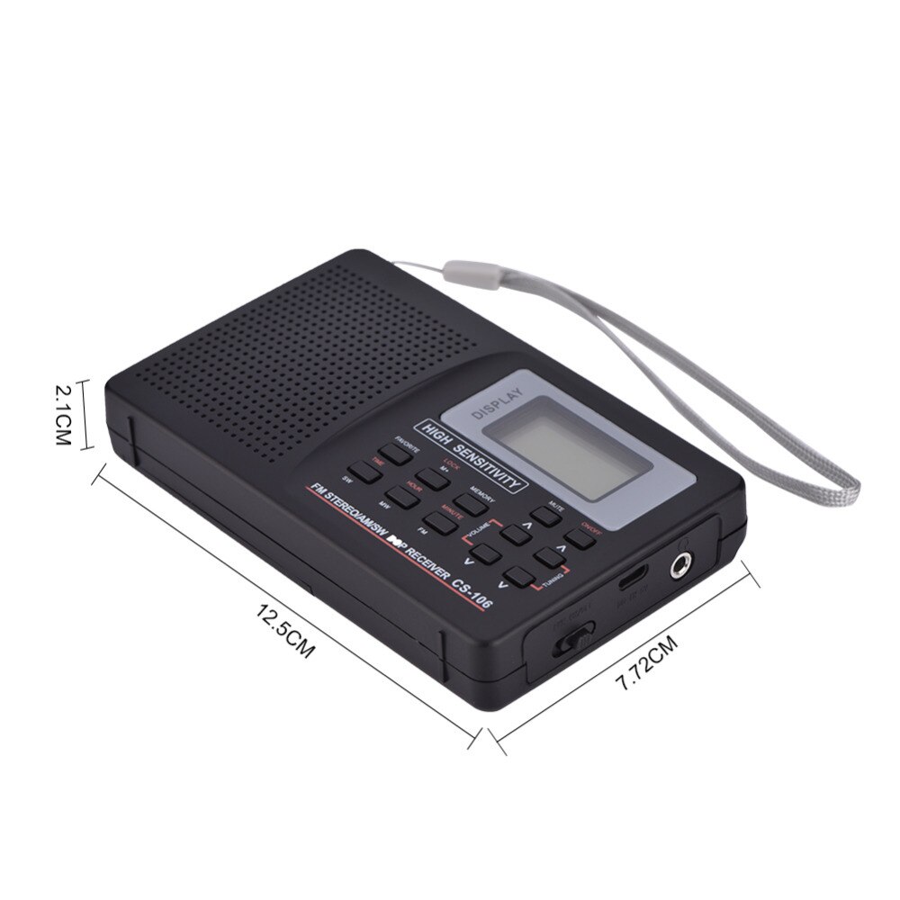 Portable Mini Digital Radio FM/AM/SW/LW/TV Sound Full Frequency Receiver Receiving Radio with Earphones